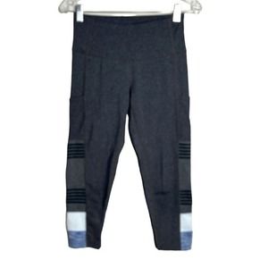 Prana Pants Women Small Gray Blue Colorblock Crop Leggings Loungewear Athleisure